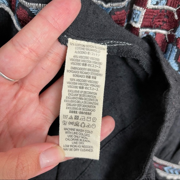 Free People All My Life Embroidered Black Smocked Long Sleeve Mini Dress XS - Picture 13 of 14